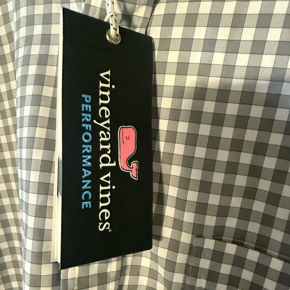 Vineyard Vines Gray On the go performance Button Down Shirt gingham preppy Large - Picture 2 of 5